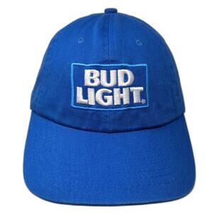 Bud Light Slideback Baseball Cap Solid Blue One Size Embroidered Outdoor